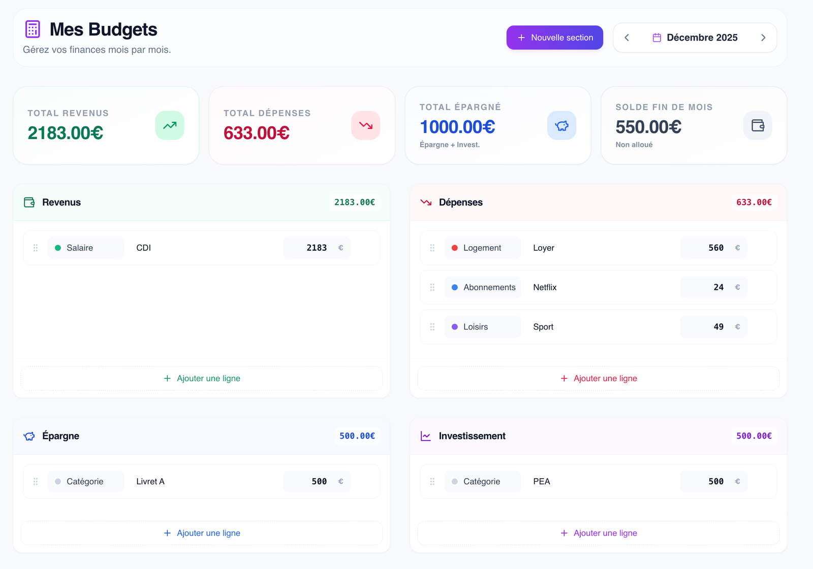 Gérer mes Budgets Mensuels Gérer mes Budgets mensuels